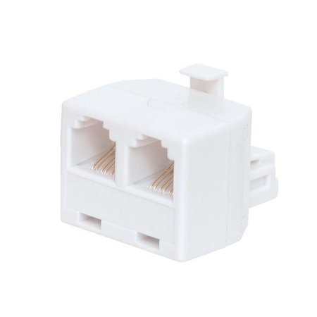 QUEST TECHNOLOGY INTERNATIONAL Telephone Duplex Adapter, Rj11, 6P4C, Straight-Wired - White NTC-2422